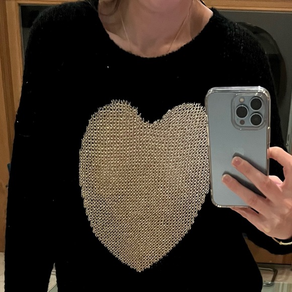 LF Katsumi Gold Heart Black Crewneck Sweater - Picture 6 of 7